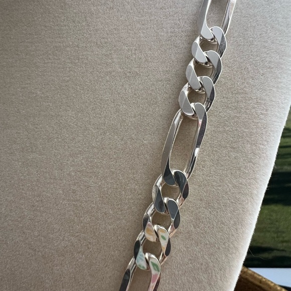 Figaro Chain Necklace Vintage Sterling Silver 925 Italy 22” 6mm 34g NOS - Picture 3 of 7